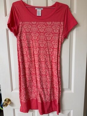 Disney Parks Coral Damask Print Midi Dress